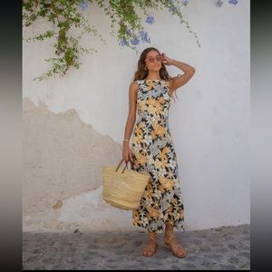 VRG GIRL Floral low back linen maxi dress